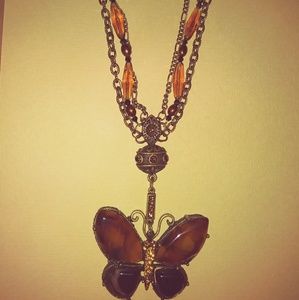 Brown & topaz color Butterfly necklace